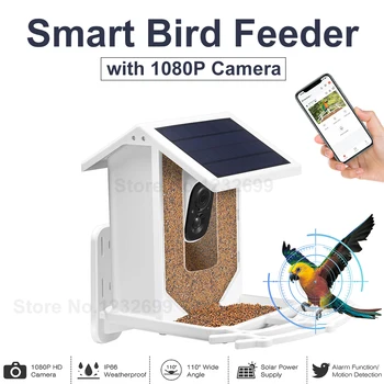 Новая Умная Кормушка для птиц с беспроводной камерой 1080P WiFi с солнечной панелью, автоматический захват, Интеллектуальное распознавание движения, активированное