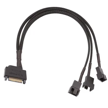 1шт SATA 15pin до 3 * mini 4pin/3pin кабель вентилятора с рукавами плетеный нейлоновый провод 15pin до 4pin 3pin кабель вентилятора адаптер 24AWG 30 см
