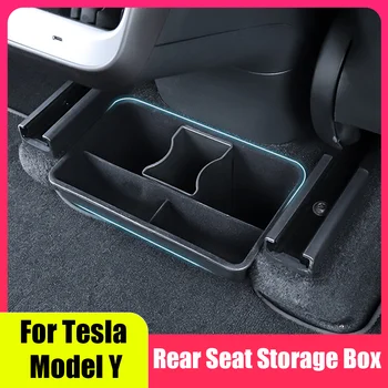 Для Tesla Model Y Коробка-Органайзер для выпуска воздуха под задним сиденьем ABS Стекающийся Ящик Для хранения Всякой Всячины Для Tesla Model Y 2020 2021 2022