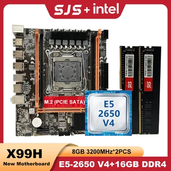 Комплект SJS Xeon X99 Материнская плата E5 2650 V4 Процессор Intel 16G (2*8) Оперативная память DDR4 3200 МГц Комплект Placa Mãe e Processador Memoria LGA 2011-3