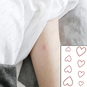 Водонепроницаемая временная татуировка Красное Сердце, Китайский японский текст, мультяшный узор, Поддельные Татуировки, флэш-татуировки, Боди-арт на руку для женщин, мужчин