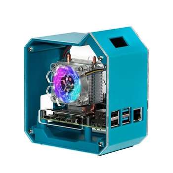 52Pi Мини-Ледяная Башня Комплект Питания RGB Охлаждающий Вентилятор 3D Чехол для принтера ABS 0,96 дюймовый OLED-дисплей Комплект Охладитель + Оболочка для Raspberry Pi