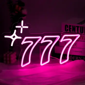 777 Неоновая вывеска для видеоигр Светодиодный Декор стен Эстетические игровые Аксессуары Украшение игровой комнаты Энтузиаст видеоигр