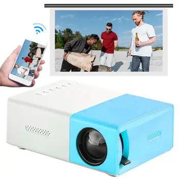 Мини-проектор Кинопроектор для наружного использования Беспроводной видеопроектор 1080P для домашнего кинотеатра Кино Синий и белый