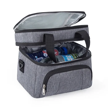 Двухслойная сумка для ланча, термобокс для еды, водонепроницаемый холодильник, ланч-боксы с плечевым ремнем, органайзер, изолированный чехол