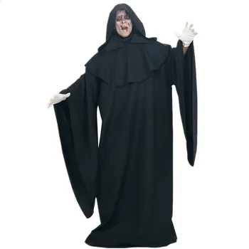 Костюм Злого волшебника на Хэллоуин, Длинный халат с капюшоном, Плащ Монаха-миссионера, костюм Священника для Косплея, костюмы на Хэллоуин для мужчин и взрослых