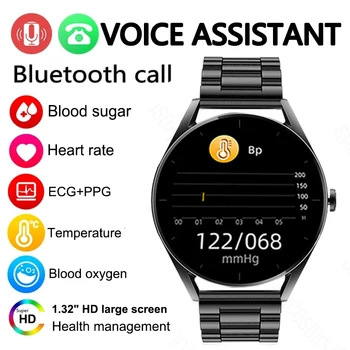 2023 ЭКГ + PPG Глюкоза Смарт-Часы Мужские Кровяное Давление Кислород в Крови Температура тела Частота сердечных сокращений Bluetooth Вызов Smartwatch Фитнес