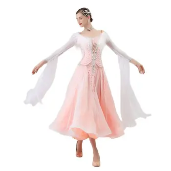 B-2259, сшитые по индивидуальному заказу танцевальные костюмы международного стандарта, платье для современных танцев, женское платье для выступлений на сцене