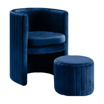 Meridian Furniture Inc Селена Мягкое акцентное кресло-бочонок с Оттоманкой
