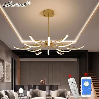 Новая современная светодиодная люстра, потолочный светильник для столовой, гостиной, спальни, матовое украшение для дома, Регулируемый подвесной светильник