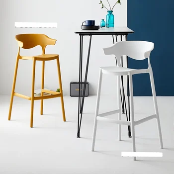 Минималистичный Барный стул с Пластиковой спинкой и Высокими Ножками, Дизайнерский кухонный стул в скандинавском Стиле для домашнего декора
