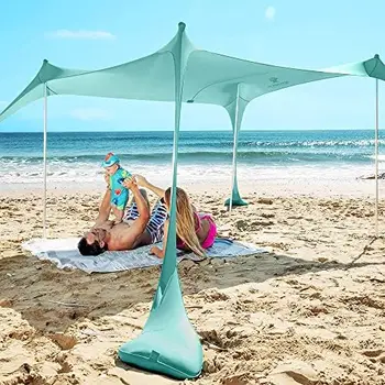 Пляжная палатка Up Sun Shelter UPF50 + с Лопатой для песка, заземляющими колышками и устойчивыми шестами, Наружная тень для кемпингов, Рыбалки, Ба