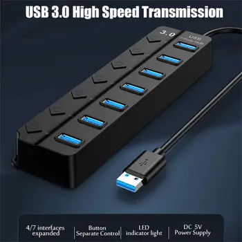 USB3.0 Концентратор Многофункциональный 7-портовый концентратор 7-в-1 для ПК с расширением, Ноутбук One Drag Seven, мультиинтерфейсный концентратор с переключателем