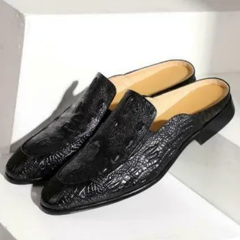 Коричневые мужские лоферы без застежки с круглым носком, весенне-осенние черные модельные туфли ручной работы, Бесплатная доставка, Размер 38-46
