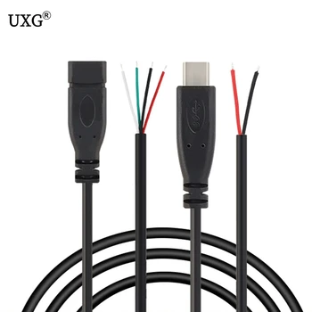 Сделай сам, 25 см, черный USB-разъем Type-c, штекер, 2 4-проводный кабель питания, разделенный шнур, Максимальный ток 3A для малинового пирога