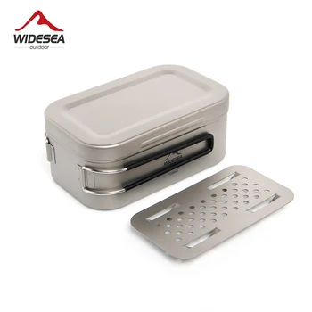 Widesea Ланч-бокс для Кемпинга, уличная Легкая коробка для Бенто с ручкой для крышки, складная посуда для пикника, Кухонная посуда, горшок для Рыбалки