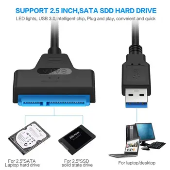USB 2.0-SATA 22pin кабель-адаптер Конвертер HDD SSD Соединительный шнур Провод для 2,5-дюймовых жестких дисков для твердотельных накопителей Дисковые адаптеры