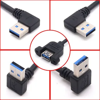 USB3.0 Женский Панельный кабель для подключения к USB 3.0 Мужской Удлинительный кабель на 90 градусов Вверх и вниз, влево и вправо для компьютера 0,3 м/0,5 м