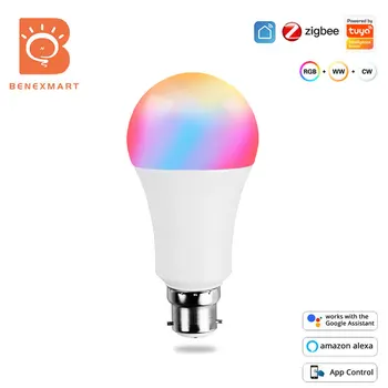 Benexmart B22 Tuya Zigbee 3,0 Умная Светодиодная Лампа RGB + CW Точечная Подсветка 7 Вт С Регулируемой Яркостью Alexa Google Home Smartthings Control