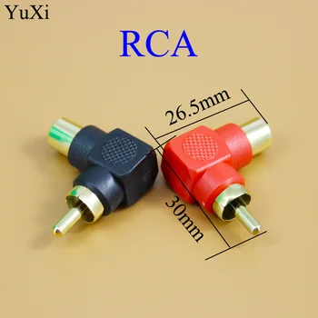 Штекерные адаптеры YuXi RCA Connector От Мужчины к Женщине 90 Градусов Под прямым углом M/F Позолоченный Разъем DVD Audio Bend Plug