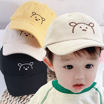 Детская летняя шляпа с вышивкой милого медведя, бейсболка для девочек и мальчиков, детская солнцезащитная шляпа для защиты от солнца, дышащая