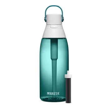 Бутылочка для воды Brita 36 унций премиум-класса с фильтром, не содержит бисфенола А, морское стекло