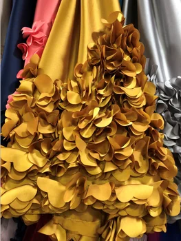 3D Кружевная Ткань Желтая Африканская Тюлевая Кружевная Ткань Высокого Качества Чистая Французская Кружевная Ткань Для Нигерийской Свадебной Вечеринки ZJ118