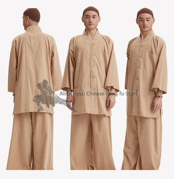 Летний костюм буддийского монаха для занятий сельским хозяйством, Форма для медитации кунг-фу, Куртка для ушу Шаолиньских боевых искусств, брюки