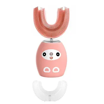 Детская Электрическая зубная щетка U-образной формы, 360-градусный Автоматический Очиститель зубов, Водонепроницаемая детская зубная щетка IPX8