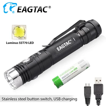 EAGTAC DX3L MKII USB Перезаряжаемый светодиодный фонарик SST70 3100lm Супер Яркий Блок питания 18650 3400 мАч в комплекте