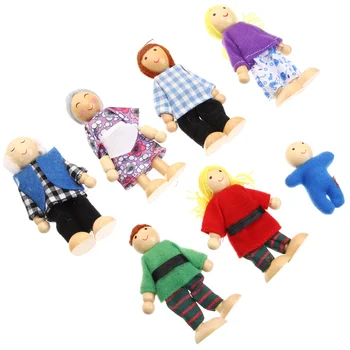 Семейные куклы, Крошечные фигурки взрослых, ролевые игры, Гибкая детская игрушка, деревянные игрушки для малышей