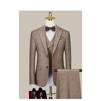 Сшитое на заказ Свадебное платье Жениха, Блейзер, брюки, деловые Классические брюки высокого класса ZHA06-98599