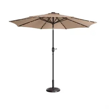 Открытый зонт для патио с 9-дюймовой светодиодной подсветкой с 8 стальными ребрами жесткости и кнопкой наклона
