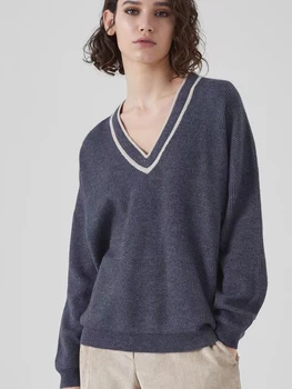 Осенний B * C, Новый женский Пуловер, Кашемировый вязаный свитер с V-образным вырезом, Женская повседневная одежда