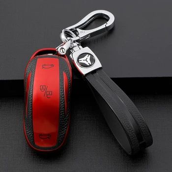 Чехол для автомобильных ключей для Tesla Model S Model 3 Model X Leahter TPU Car Remote Smart Key Cover Case Shell Holder Fob Keychain Protector