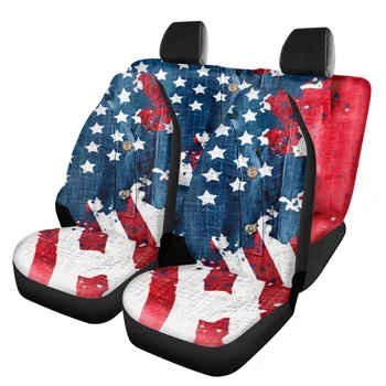 Универсальные Чехлы для автомобильных сидений с 3D рисунком Американского Флага на передних и задних сиденьях, прочные Моющиеся чехлы для автомобильных сидений Auto Mads, легко моющиеся