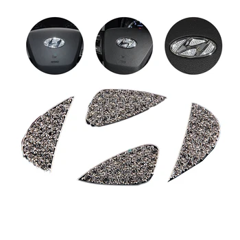 Наклейка с логотипом на рулевом колесе автомобиля, украшенная бриллиантами, для Hyundai I10 I20