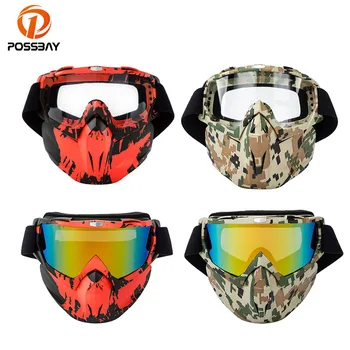 Мотоциклетная маска для лица, Съемный фильтр для рта, Очки для сноуборда, Пылезащитная защита от ветра, Кафе-Рейсер для шлема с открытым лицом