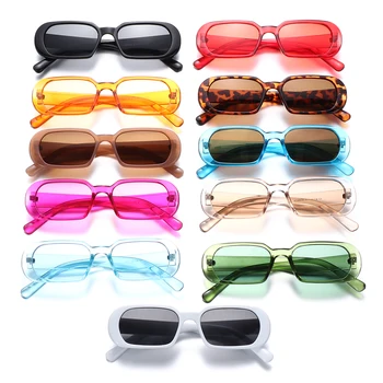 Желеобразного цвета, очки в мелкой оправе, ретро-овальные солнцезащитные очки для женщин, Винтажные очки UV400, женские очки