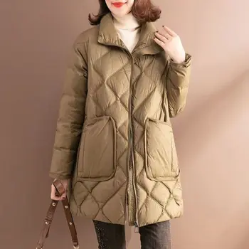 Пуховая Хлопчатобумажная куртка 2023, Новинка Зимы, Темпераментное Универсальное Элегантное женское пальто, Повседневная Модная Женская верхняя одежда большого размера 3XL