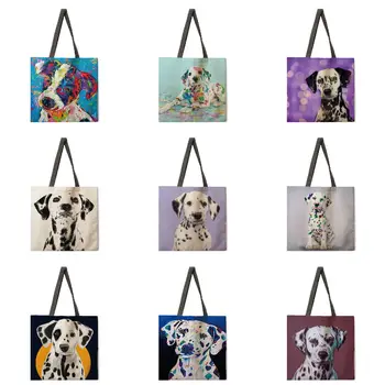 Женские сумки для отдыха картина маслом с принтом собаки сумки женские сумки через плечо уличные пляжные сумки складные сумки для покупок