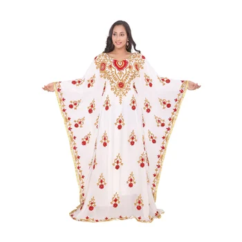 Белая Куртас из Жоржета, Марокканский кафтан, Длинное платье в стиле Абайя, Индийская одежда