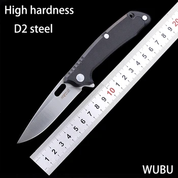 Складной нож из стали WUBU Высокой твердости D2 с ручкой G10, Маленький нож для самообороны на открытом воздухе, нож для кемпинга, карманный нож EDC