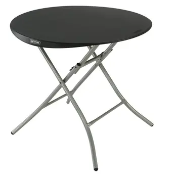 33-дюймовый круглый складной столик черного цвета (легкий коммерческий), 80351