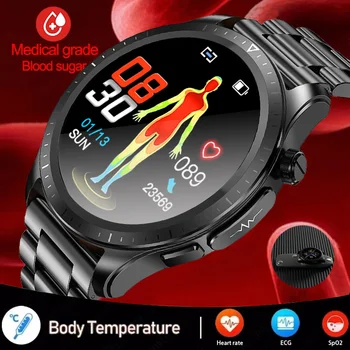 2023 Новые Смарт-часы для измерения уровня сахара в крови 1,39 Дюйма 360*360 HD Сенсорный Большой Экран ECG + PPG Smartwatch Монитор неинвазивного уровня глюкозы в крови