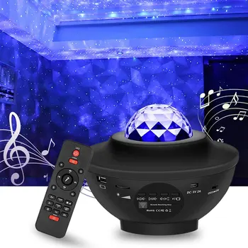 Романтический проектор Звездного неба с дистанционным управлением RGB Wave LED Star Night Nebula Cloud Bluetooth Музыкальный динамик Galaxy Lamp