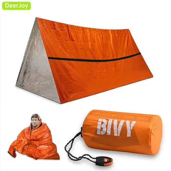 Аварийное убежище для 2 человек, Комплект палатки для выживания, майларовая трубка, палатка, Спальный мешок, Водонепроницаемое Наружное термоодеяло SOS Многоразового использования